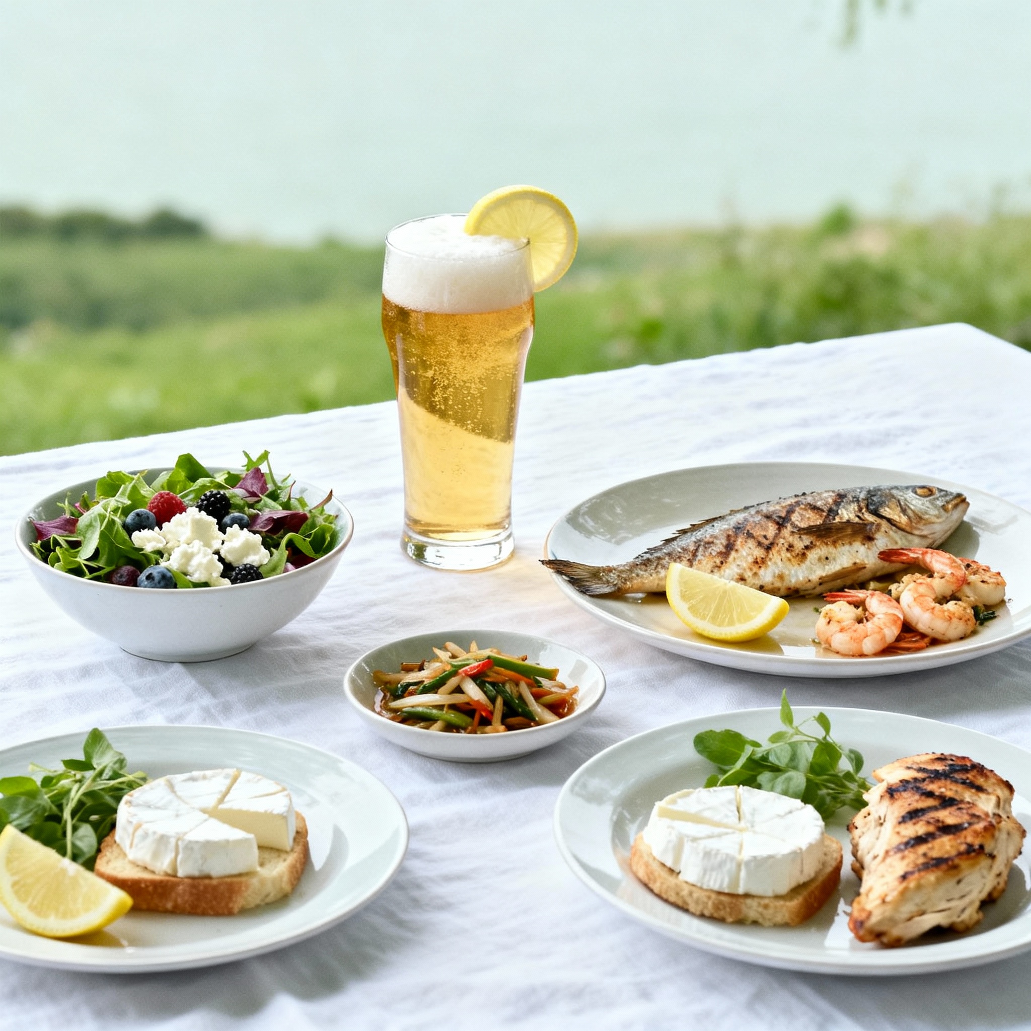 Cerveza de trigo con plato ligero