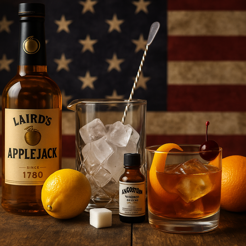 Ingredientes del Applejack Old Fashioned: applejack, azúcar, bitter y naranja