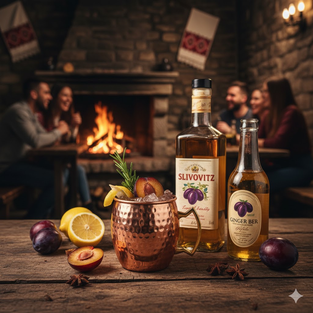 Balkan Mule en vaso alto con lima y ginger beer