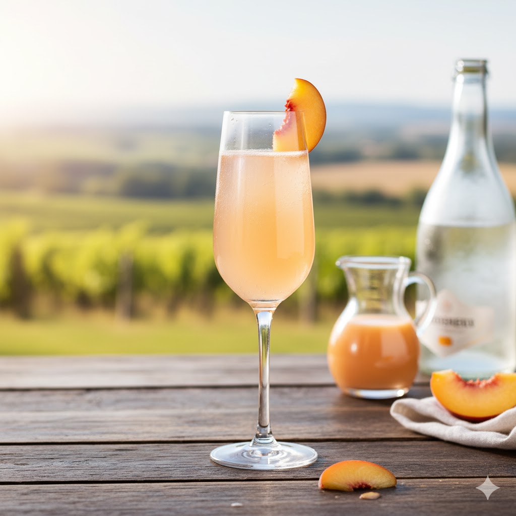 Bellini de melocotón con prosecco