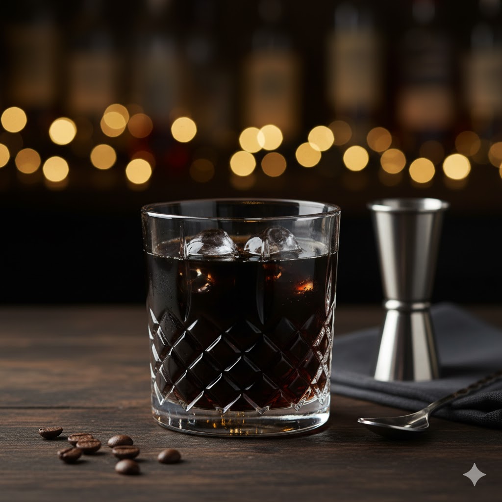 Black Russian en vaso bajo