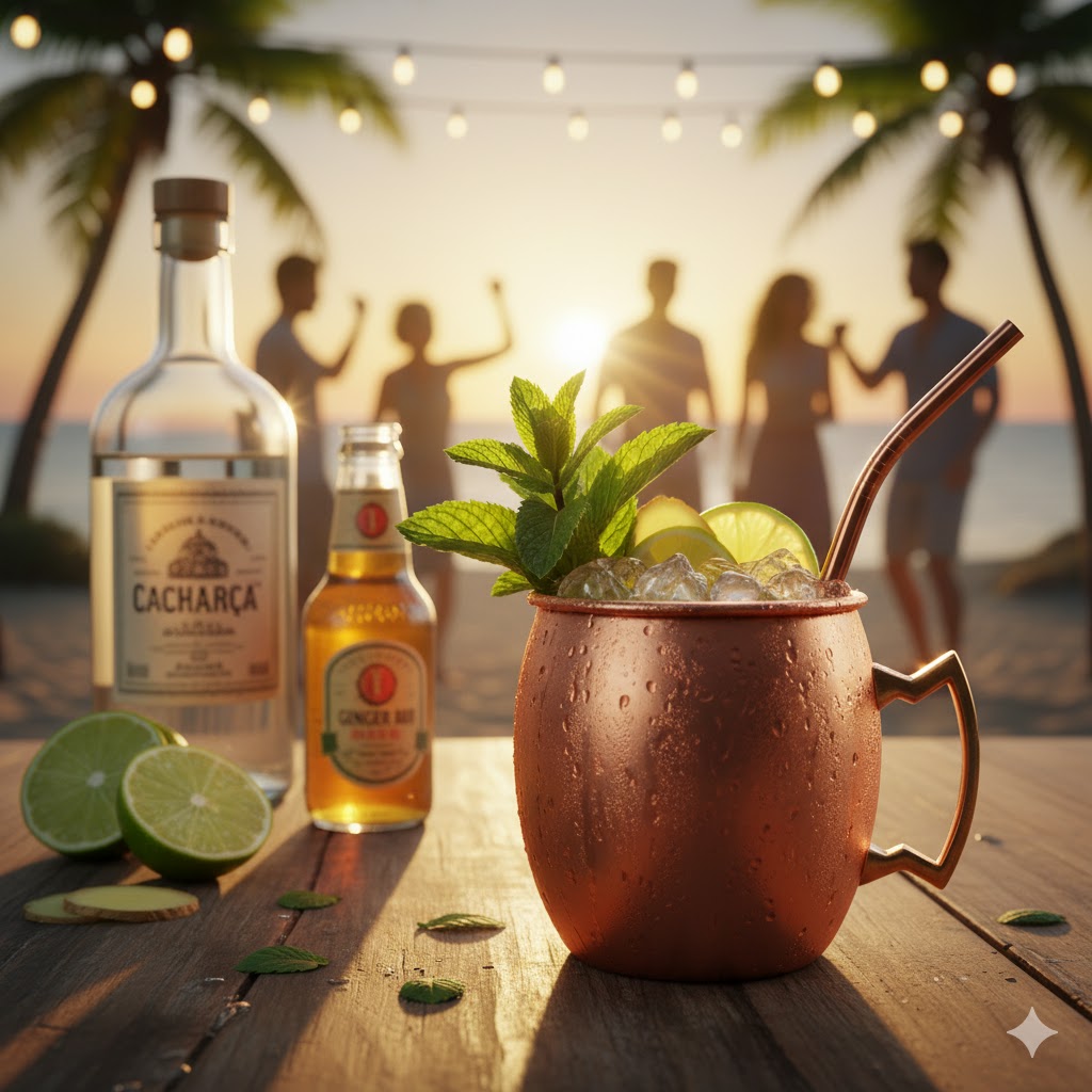 Cachaça Mule con ginger beer