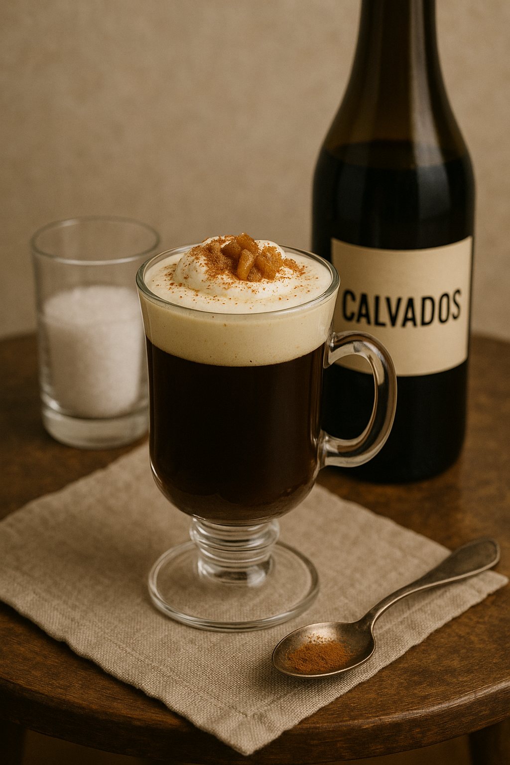 Cóctel Café Calvados servido en taza elegante
