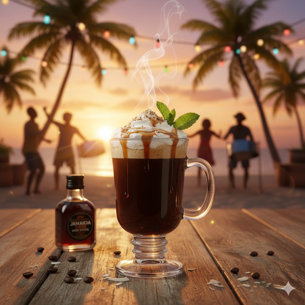 Café jamaicano con ron y nata