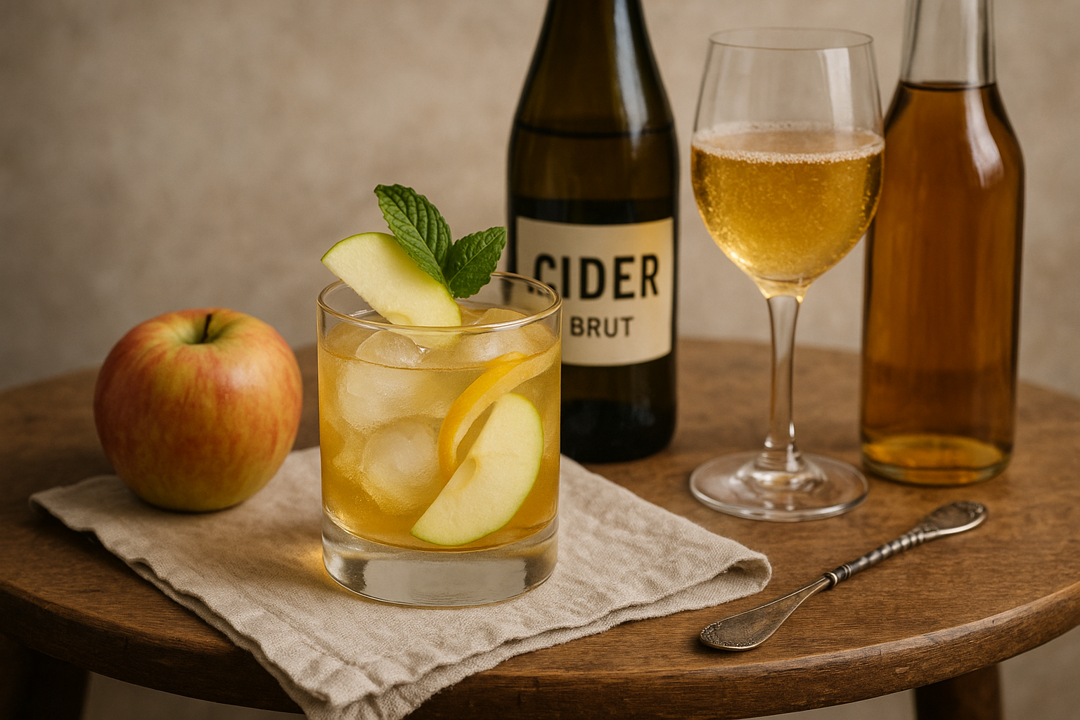 Ingredientes del Calva Cidre: Calvados, sidra y limón