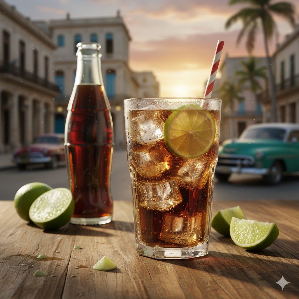 Cuba Libre con lima y hielo