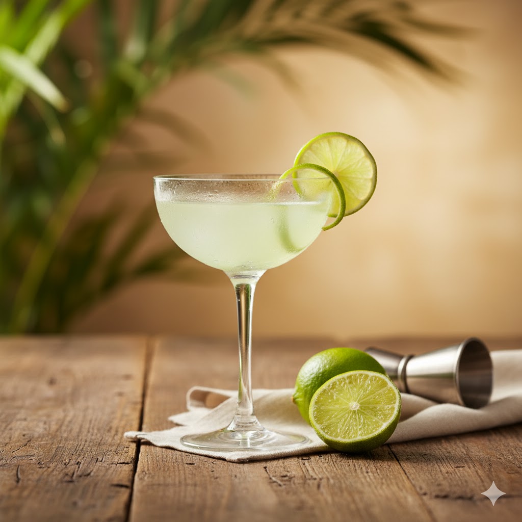 Daiquiri clásico cubano servido en copa fría