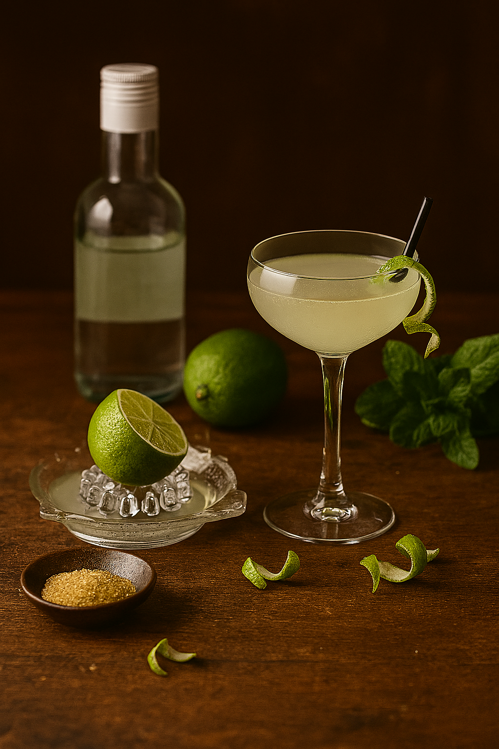 Ingredientes del daiquiri: ron blanco, lima y azúcar