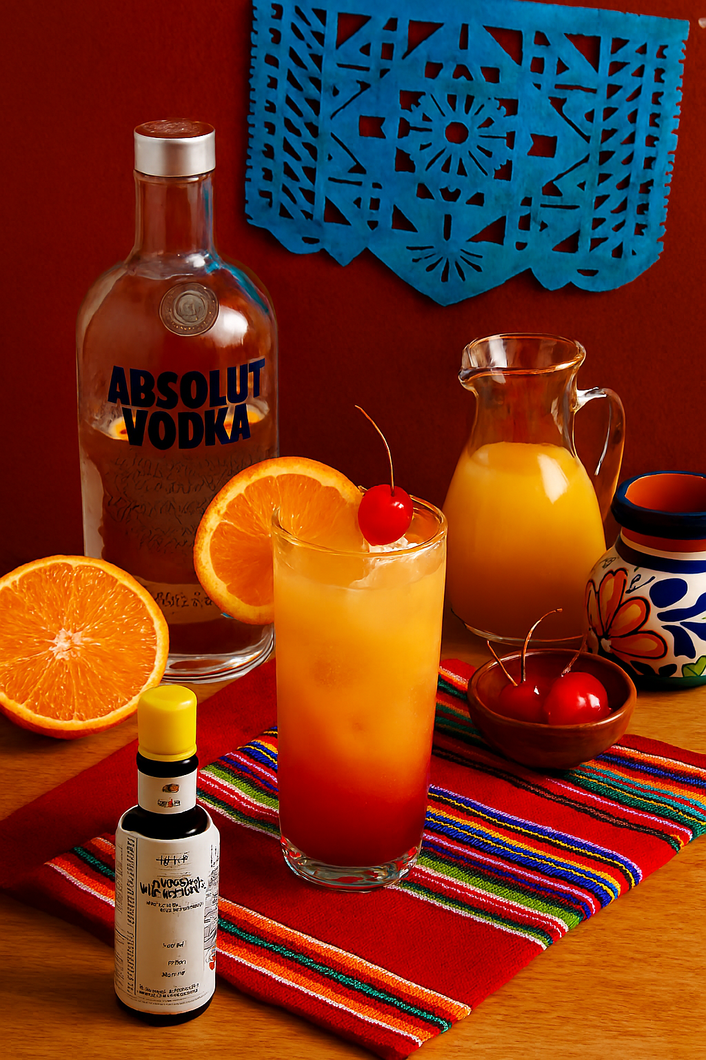 Ingredientes del Destornillador: vodka, zumo de naranja y hielo