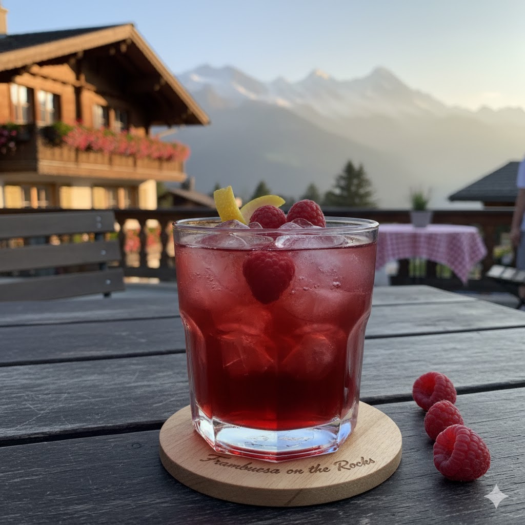 Aguardiente de frambuesa con hielo