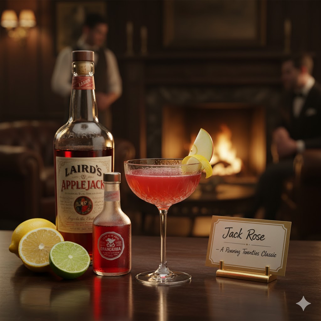 Jack Rose, cóctel clásico con Applejack en copa de cóctel