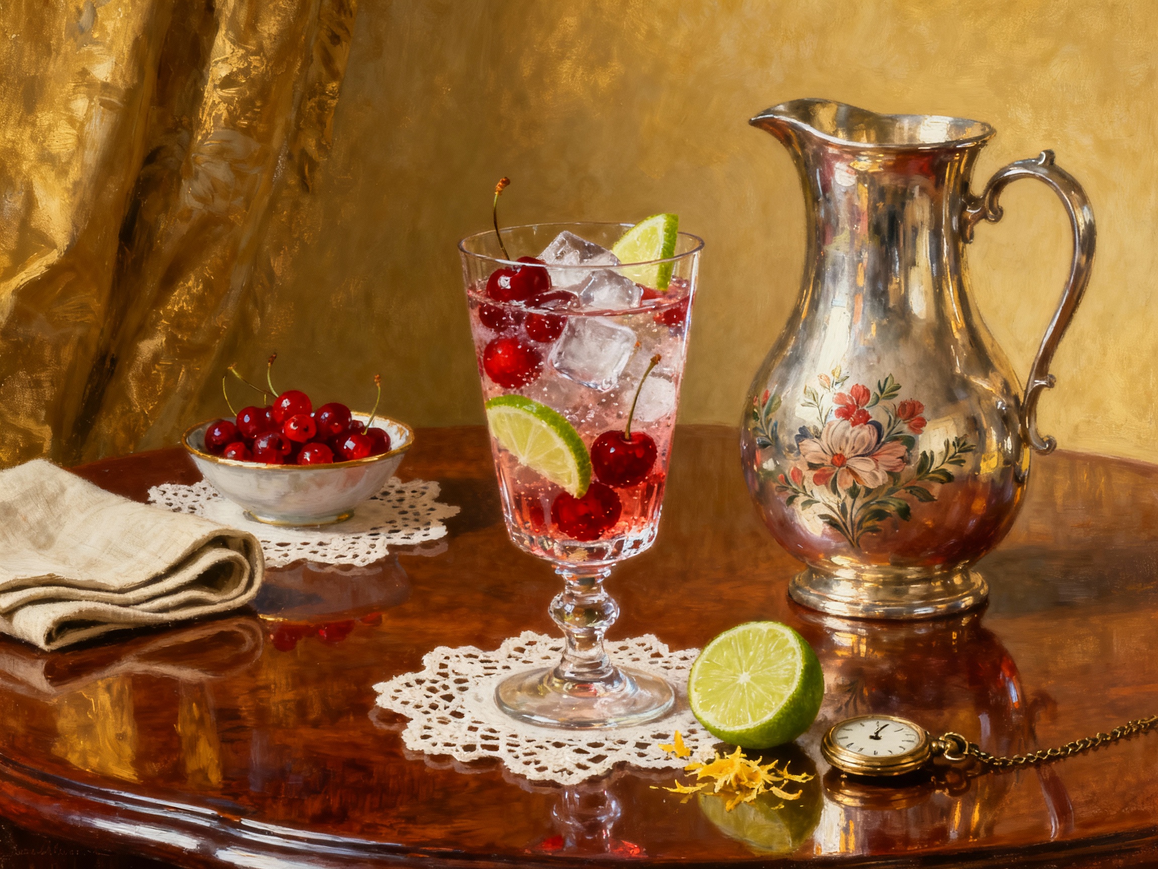 Kirsch & Berries Tonic servido en vaso alto con frutos rojos frescos
