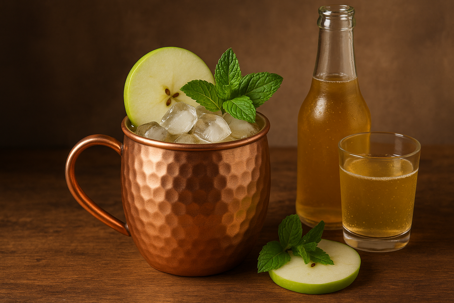 Ingredientes del Normandy Mule: Calvados, lima y ginger beer