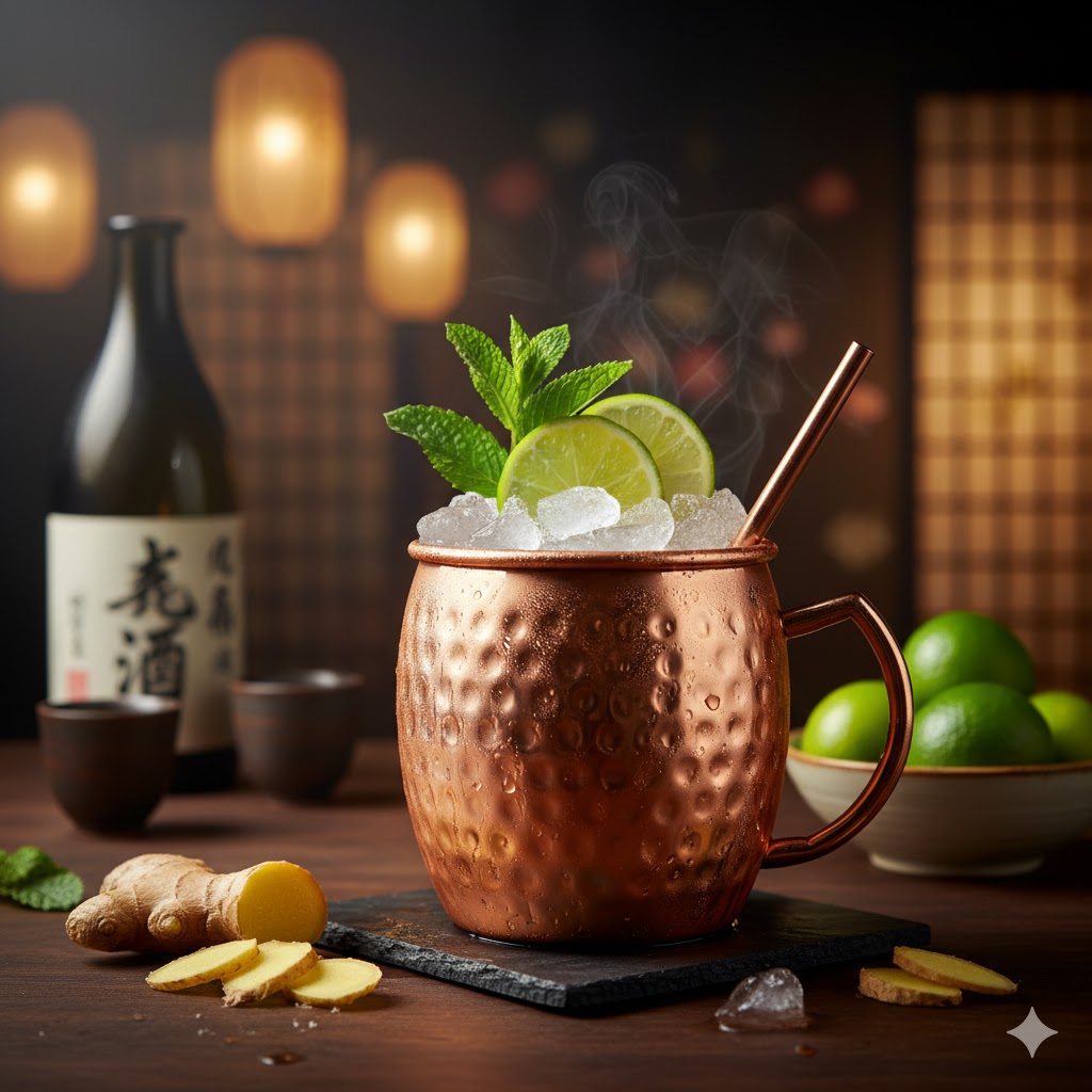 Sake Mule con ginger beer y lima