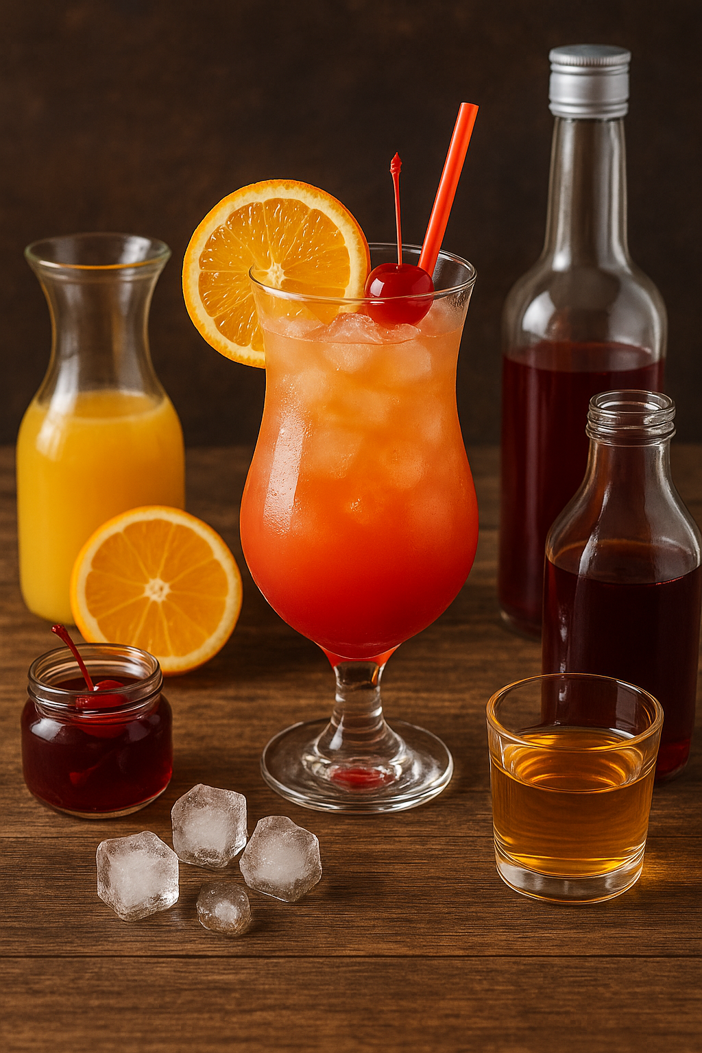 Ingredientes del Sex on the Beach: vodka, licor de melocotón, jugo de naranja y arándanos