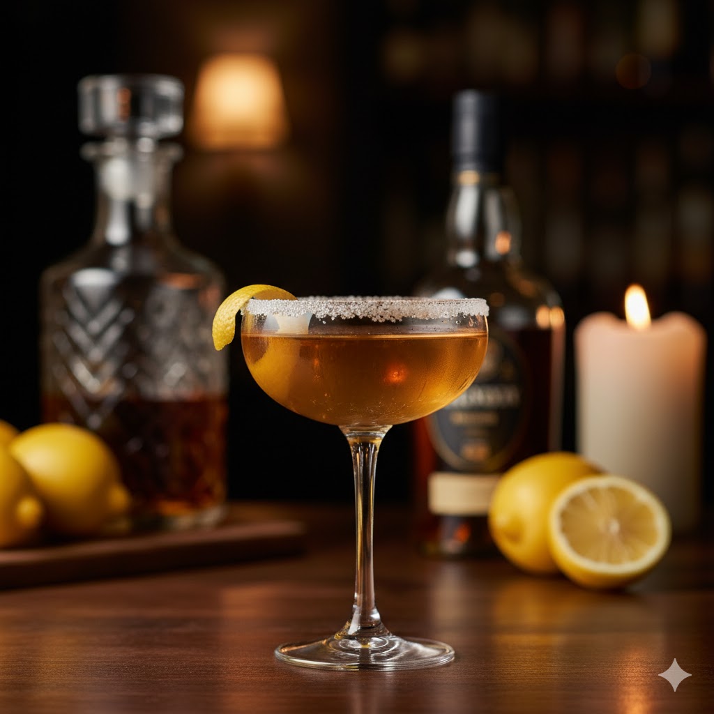 Cóctel Sidecar servido en copa escarchada