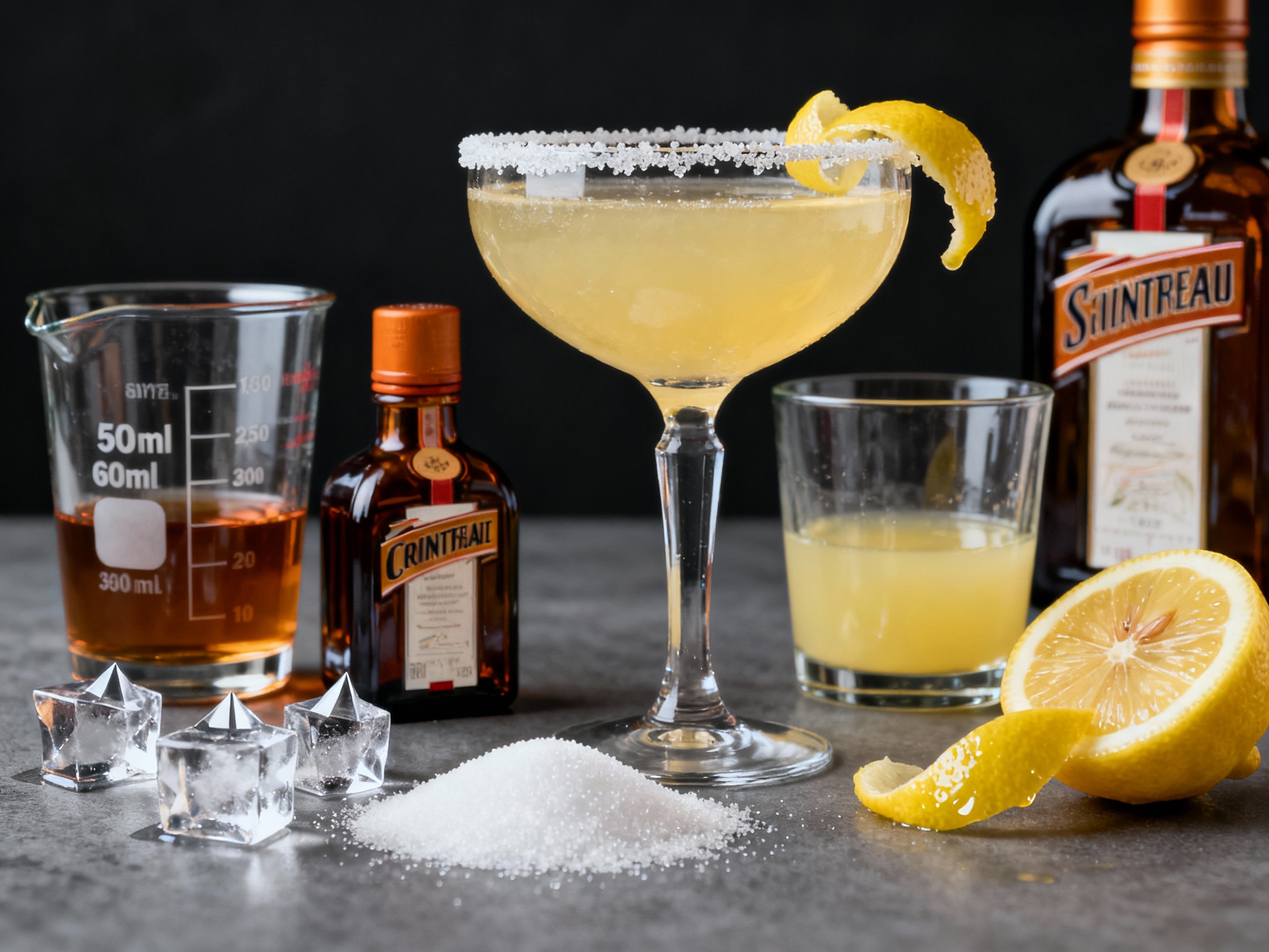 Ingredientes del Sidecar: coñac, Cointreau y limón