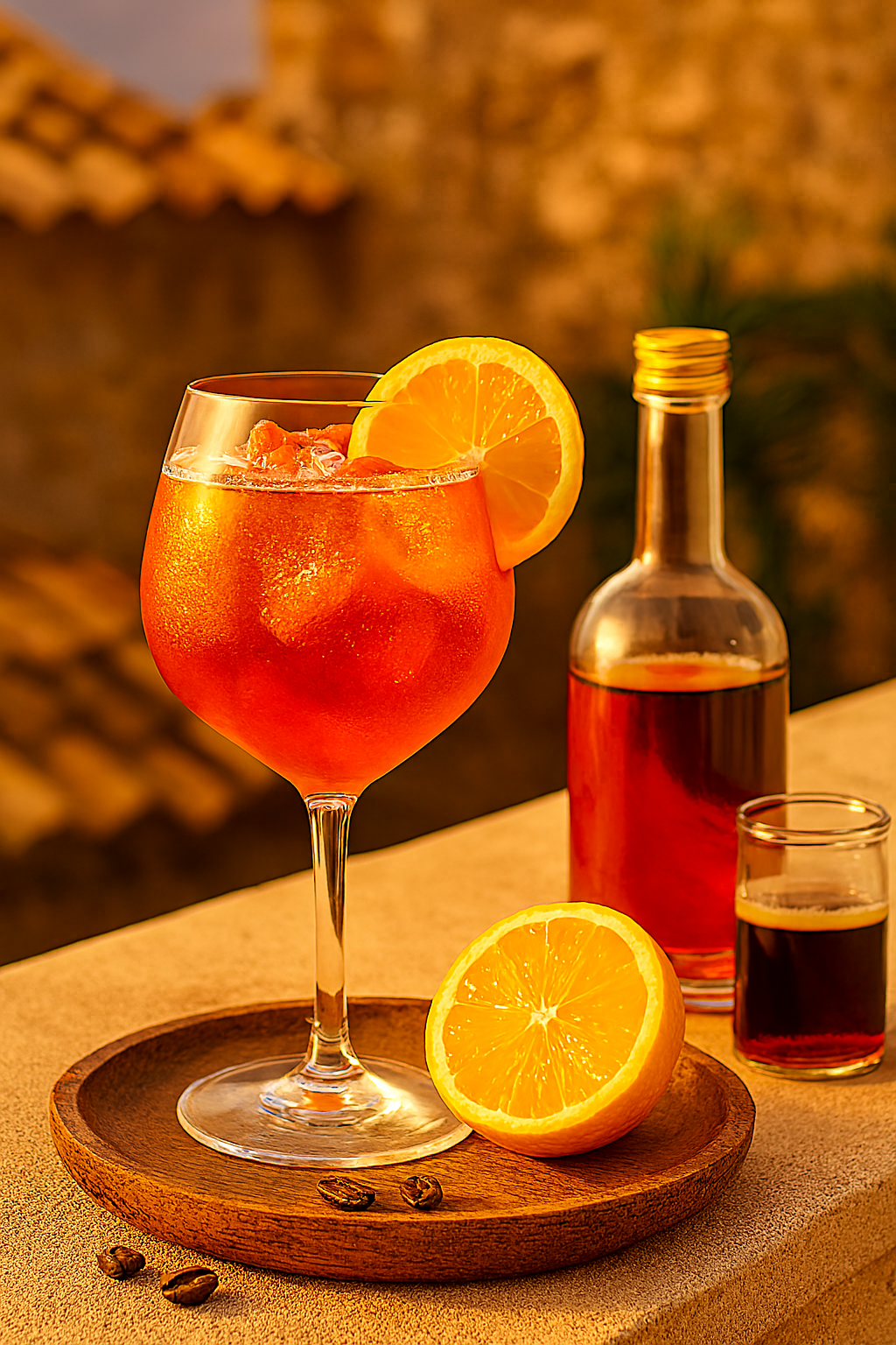 Ingredientes del Aperol Spritz: Aperol, prosecco, soda y naranja