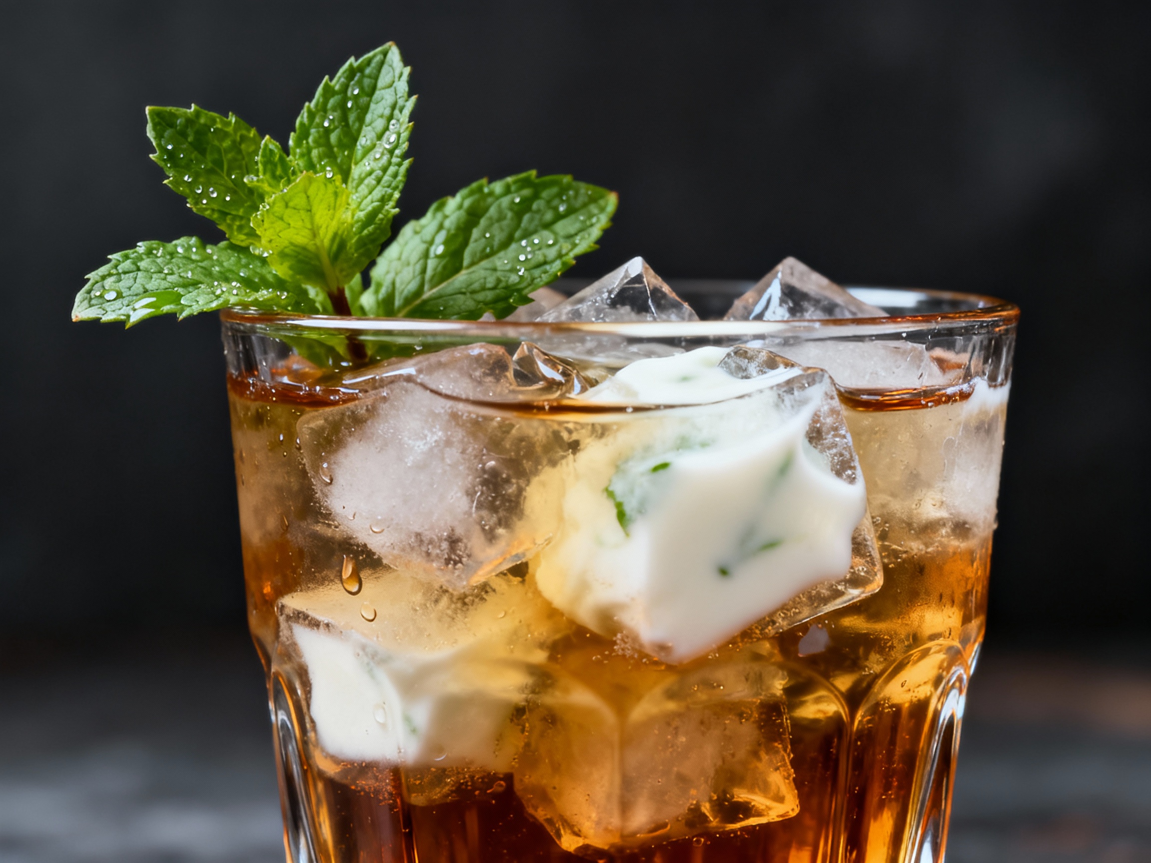 Cóctel Stinger servido en copa con menta