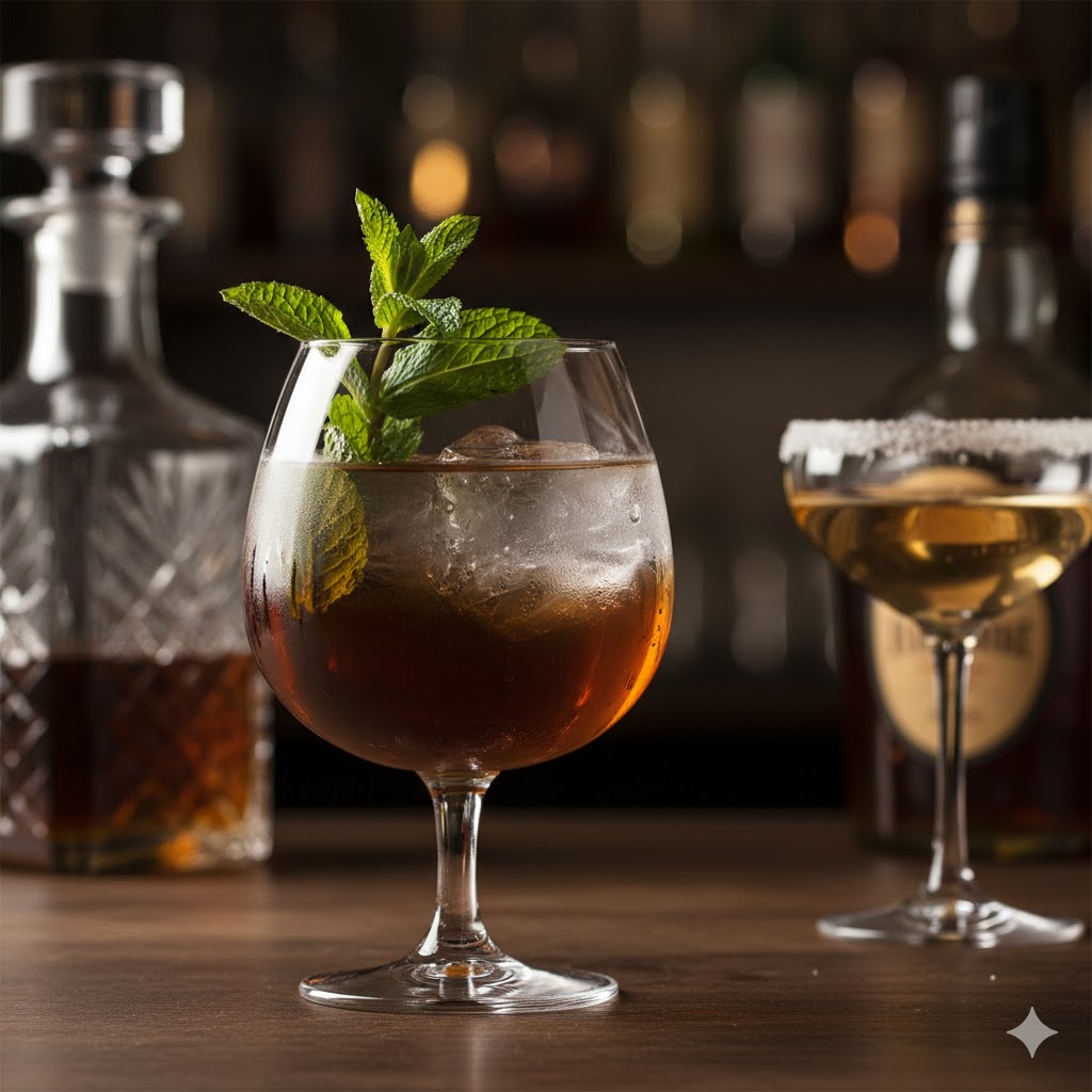 Stinger de brandy y menta en vaso bajo