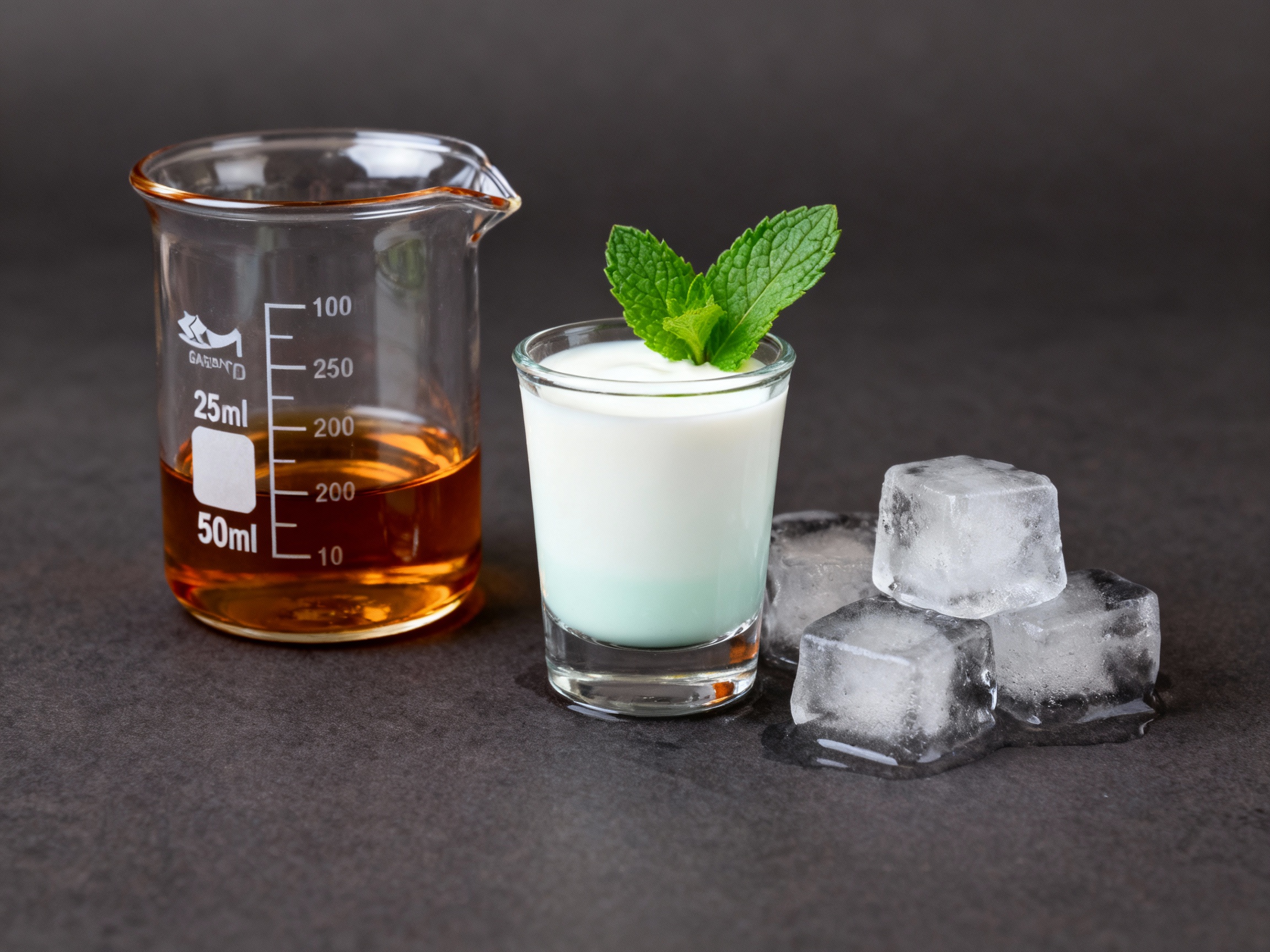 Ingredientes del Stinger: coñac y licor de menta