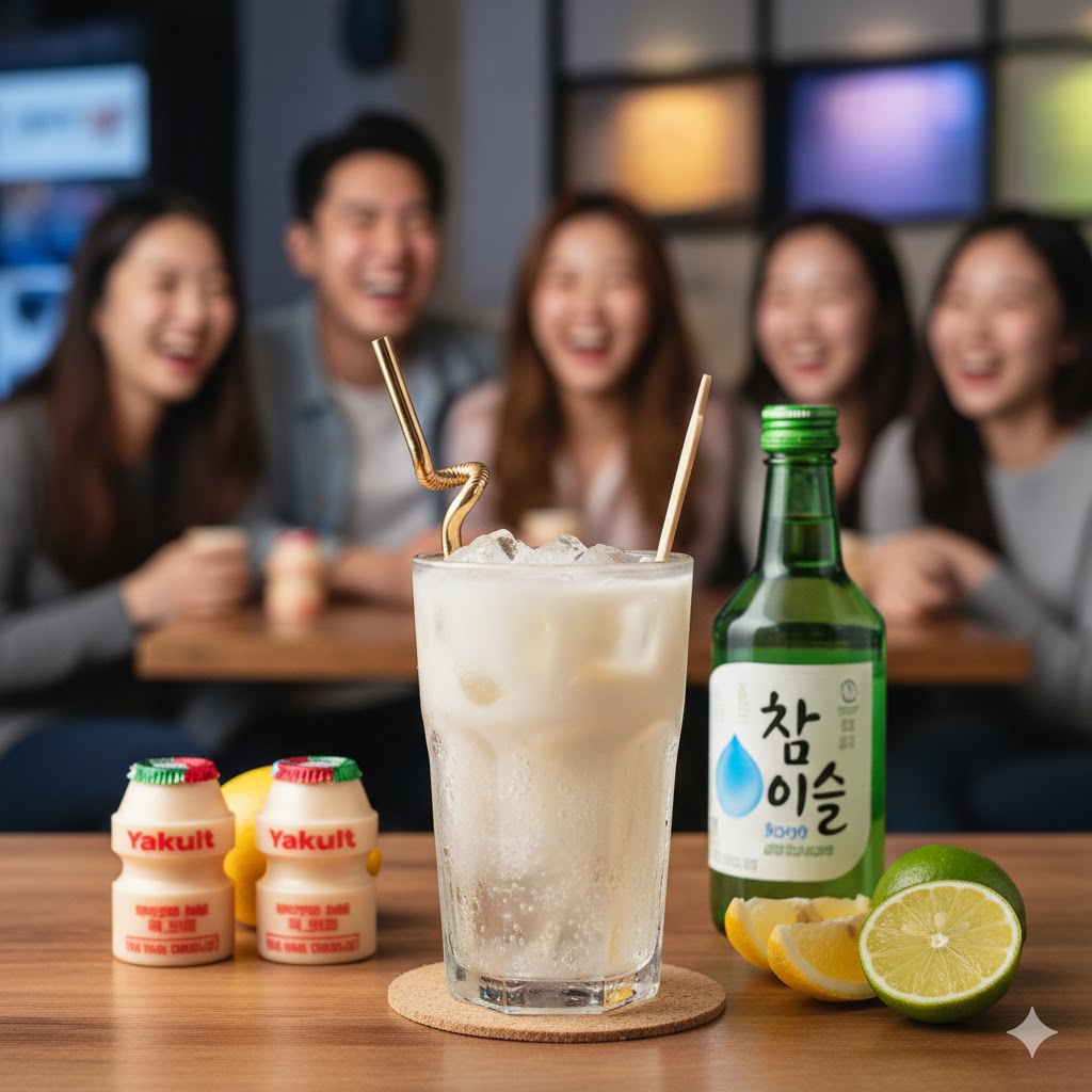 Yakult Soju en vaso con hielo