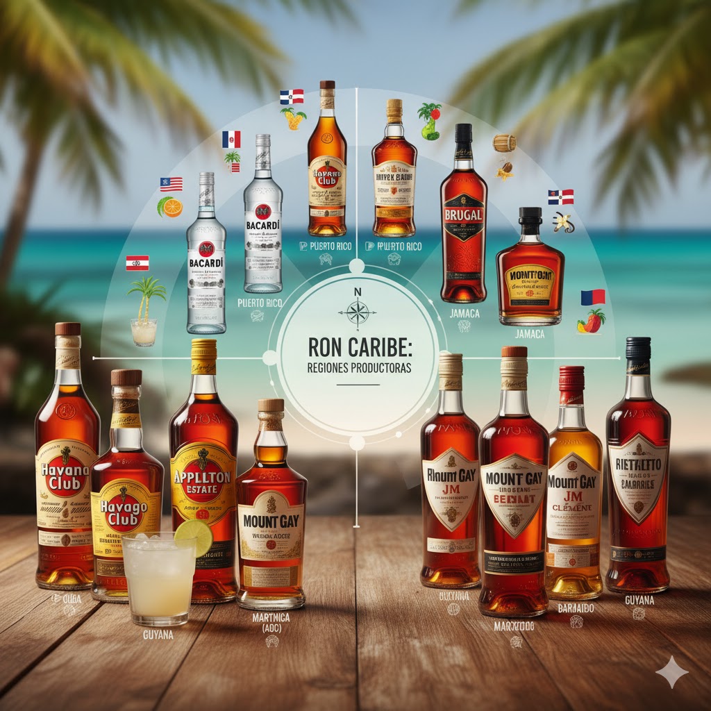 Variedad de rones del Caribe