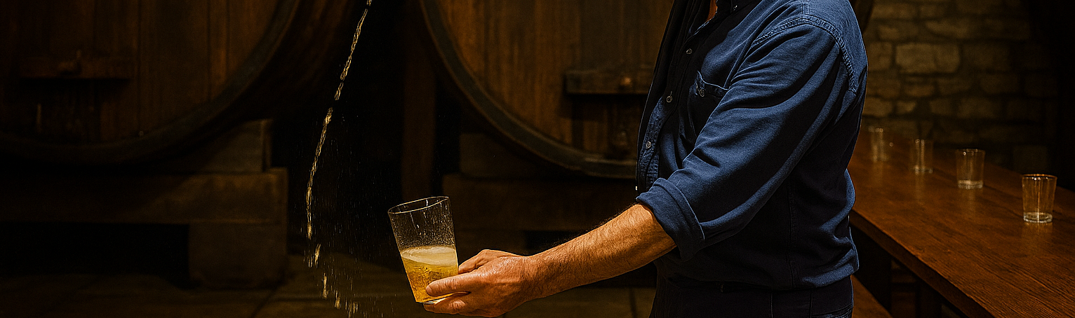 Sagardoa servida en sagardotegi tradicional