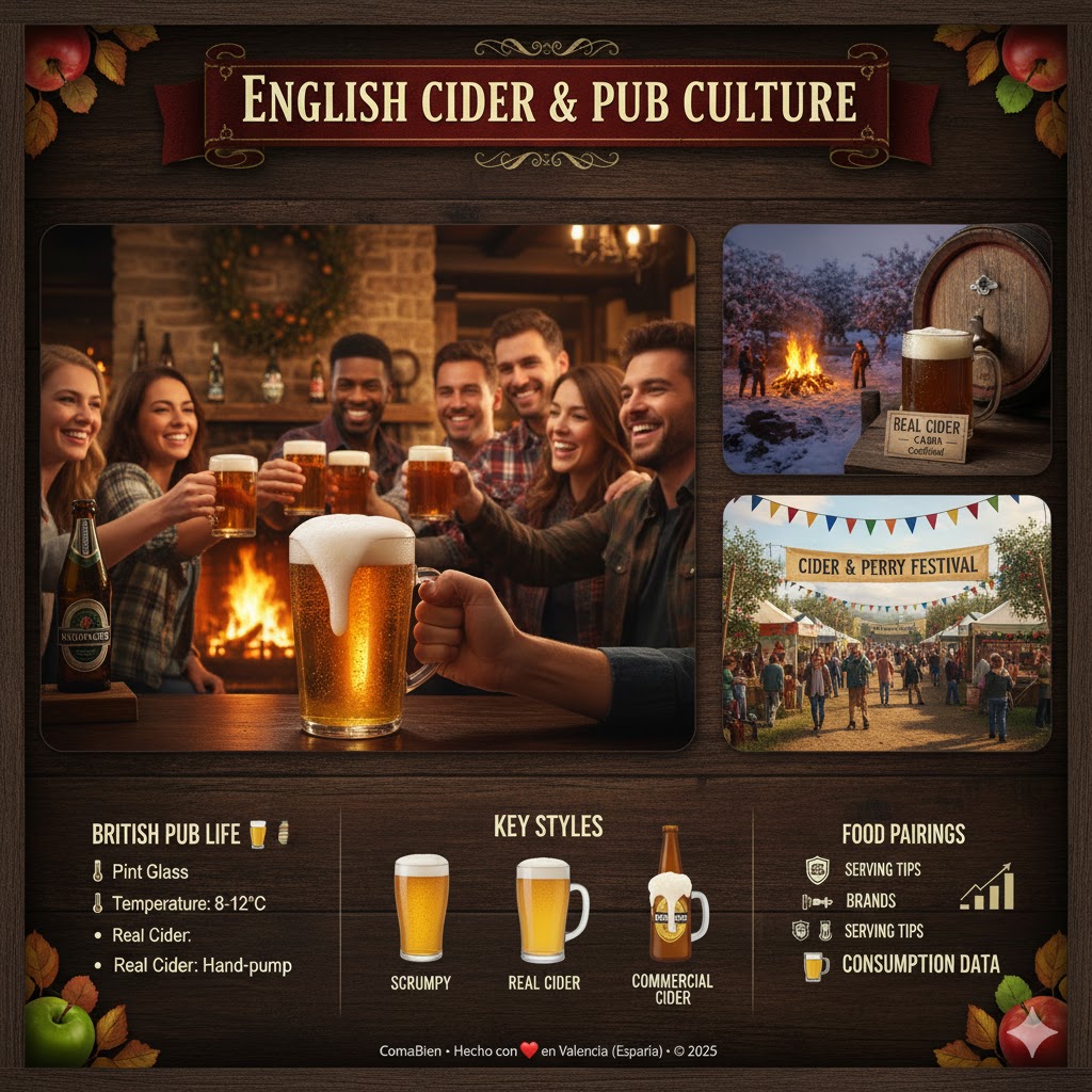 Sidra servida en pub tradicional inglés