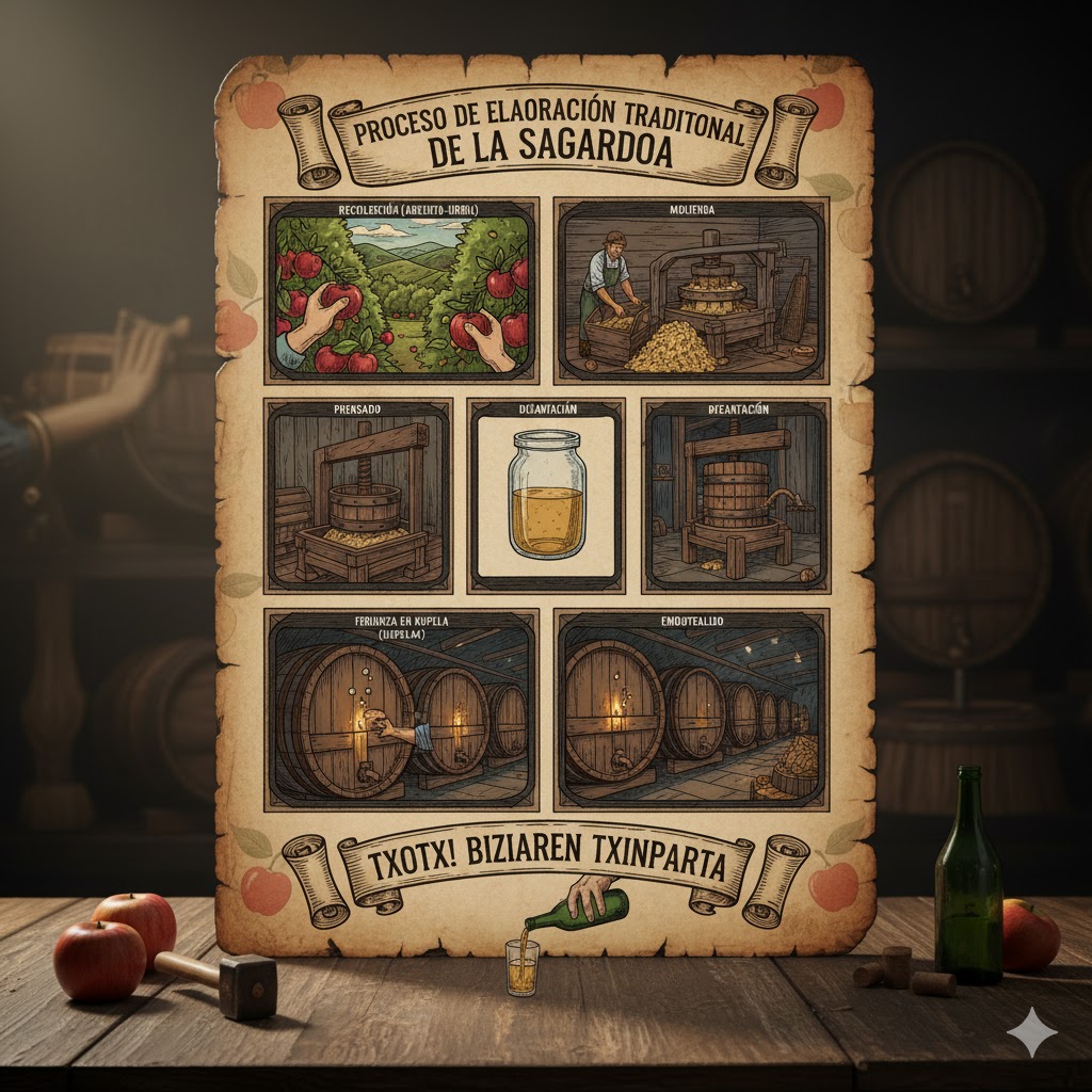 Proceso tradicional de elaboración de sagardoa en kupelas