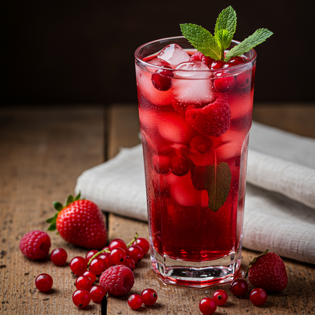 Re Berry Cooler sin alcohol con frutos rojos frescos y menta