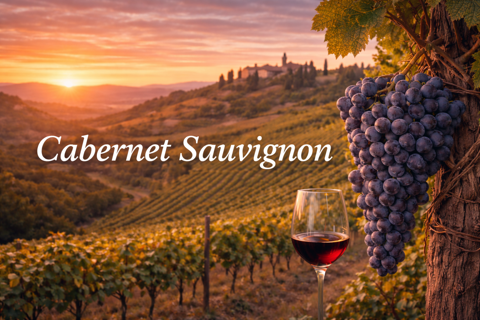 Viñedos de Cabernet Sauvignon en Burdeos o Ribera del Duero