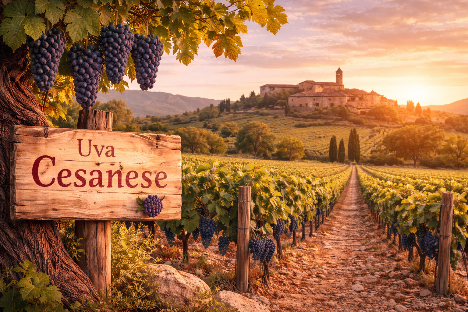 Viñedos de Cesanese en las colinas del Lacio cerca de Roma