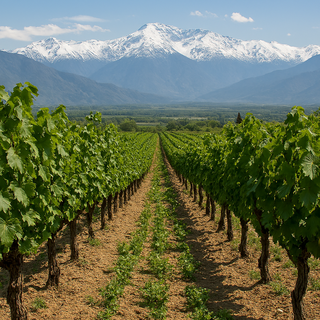 Viñedos de Carmenère con los Andes al fondo, Chile