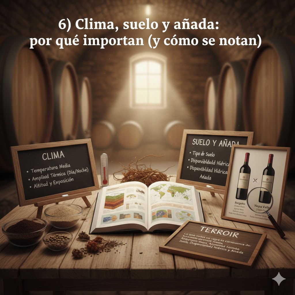 Comparativa de una misma variedad de uva en distintas zonas: cambios en acidez, alcohol, tanino y perfil aromático