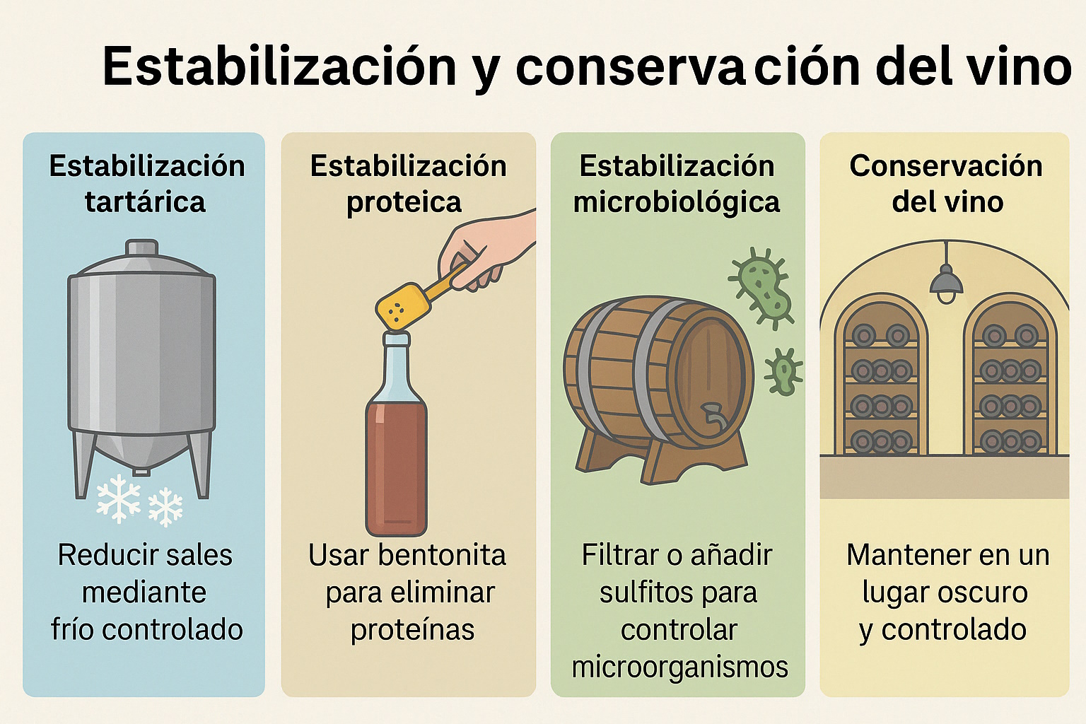 Proceso de estabilización del vino