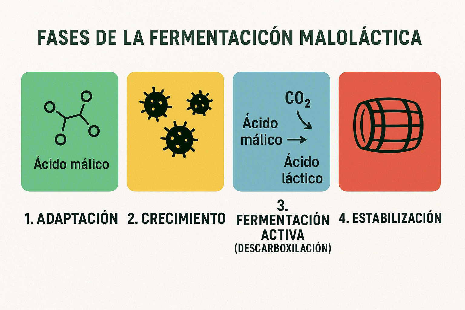 Fases de la fermentación maloláctica