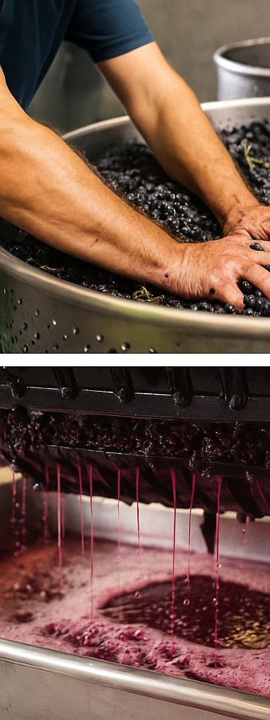 Prensado de uva fresca