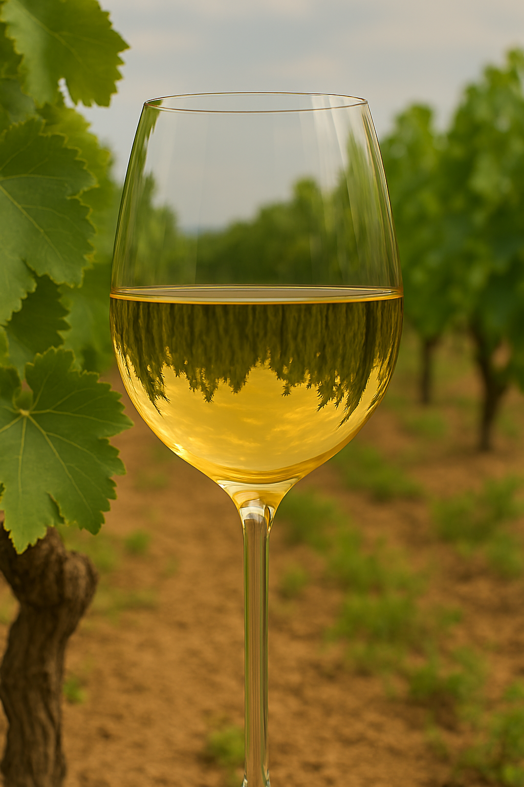 Copa de vino blanco joven Cayetana con reflejos dorados