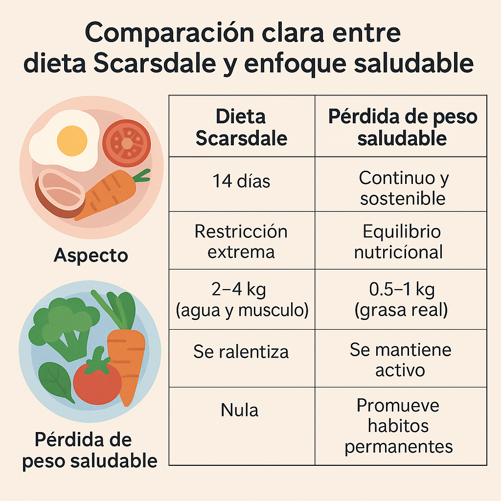 Comparación entre dieta Scarsdale restrictiva y alimentación equilibrada
