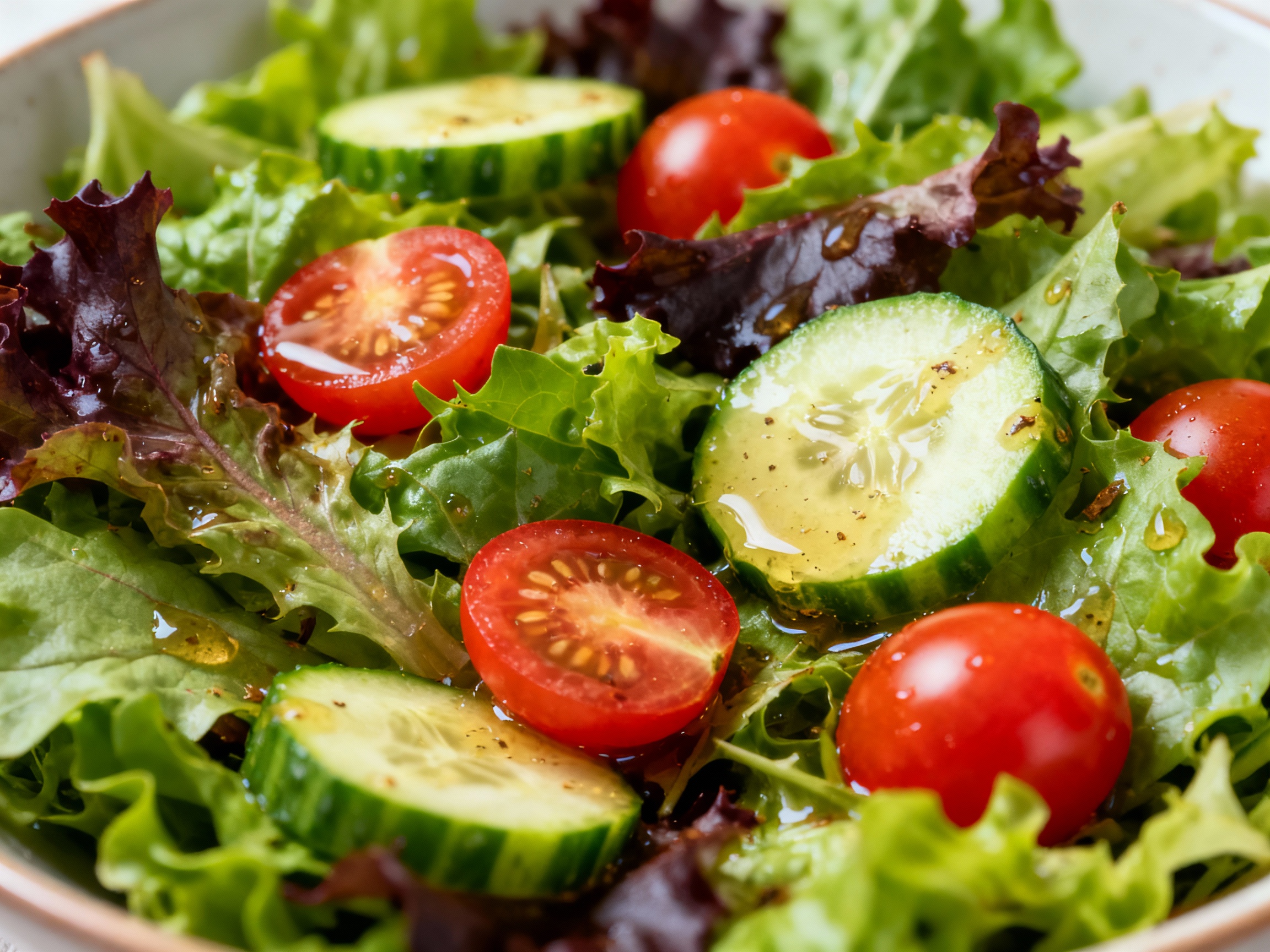 Ensalada aliñada con vinagre de manzana