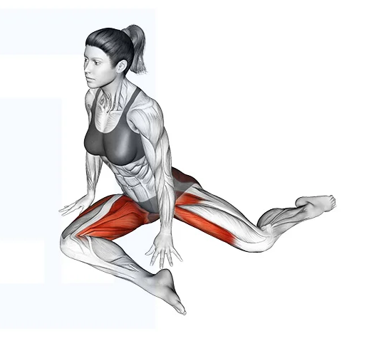 Secuencia técnica completa del estiramiento 90/90: posición inicial, rotación y alcance máximo