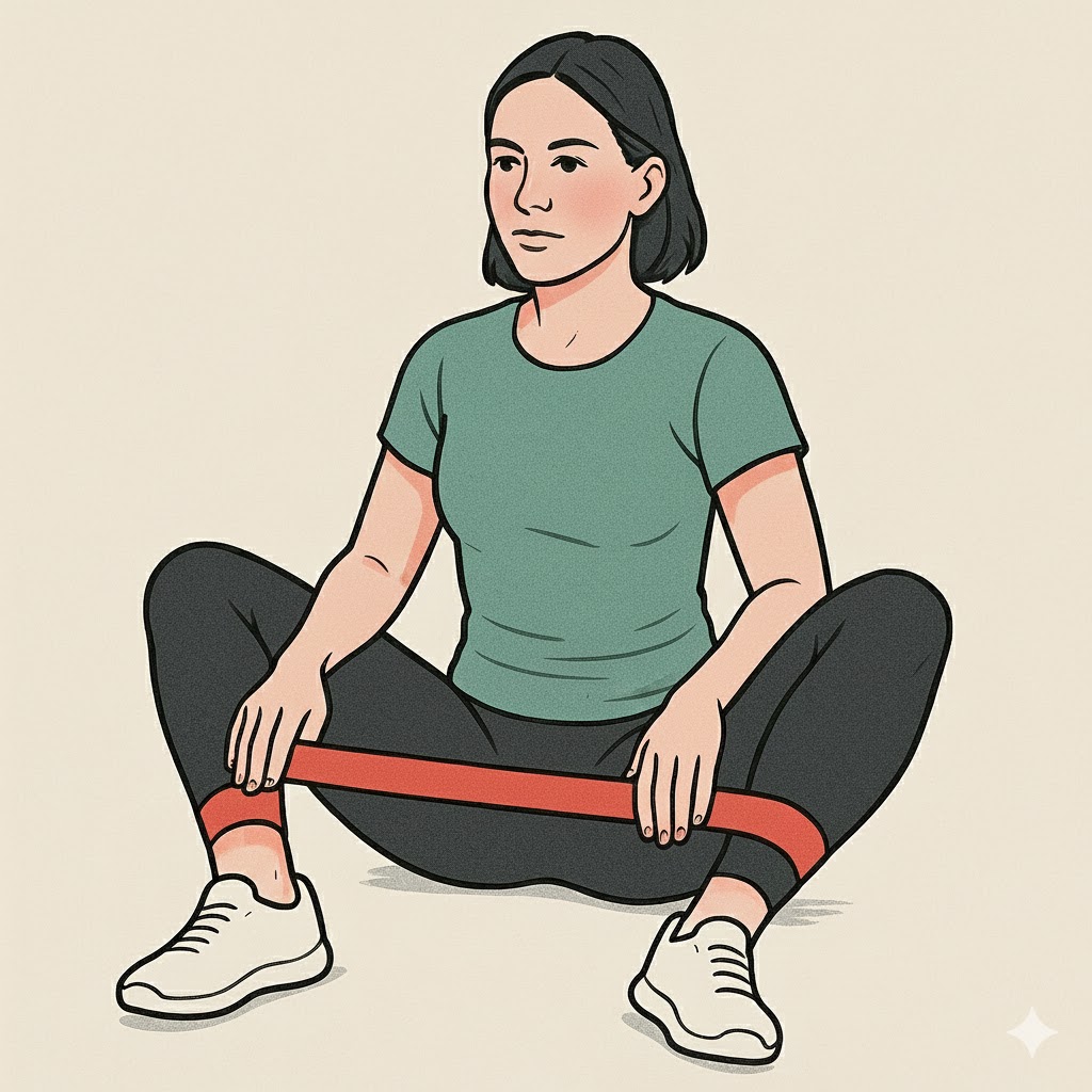 Estiramiento asistido de aductores con banda elástica