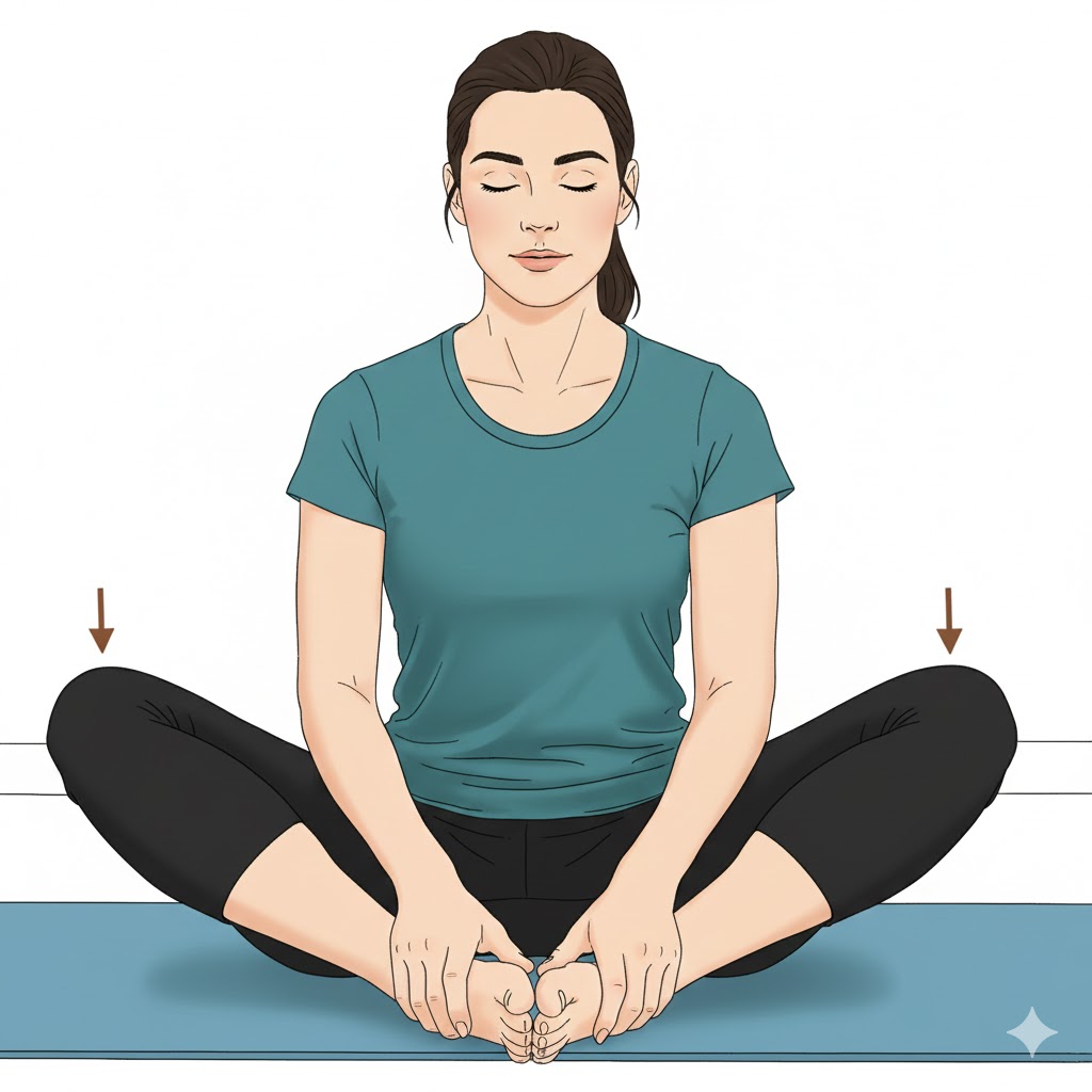 Estiramiento de aductores en postura de mariposa