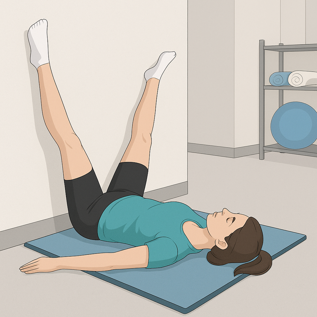 Estiramiento de aductores en pared con apertura en V