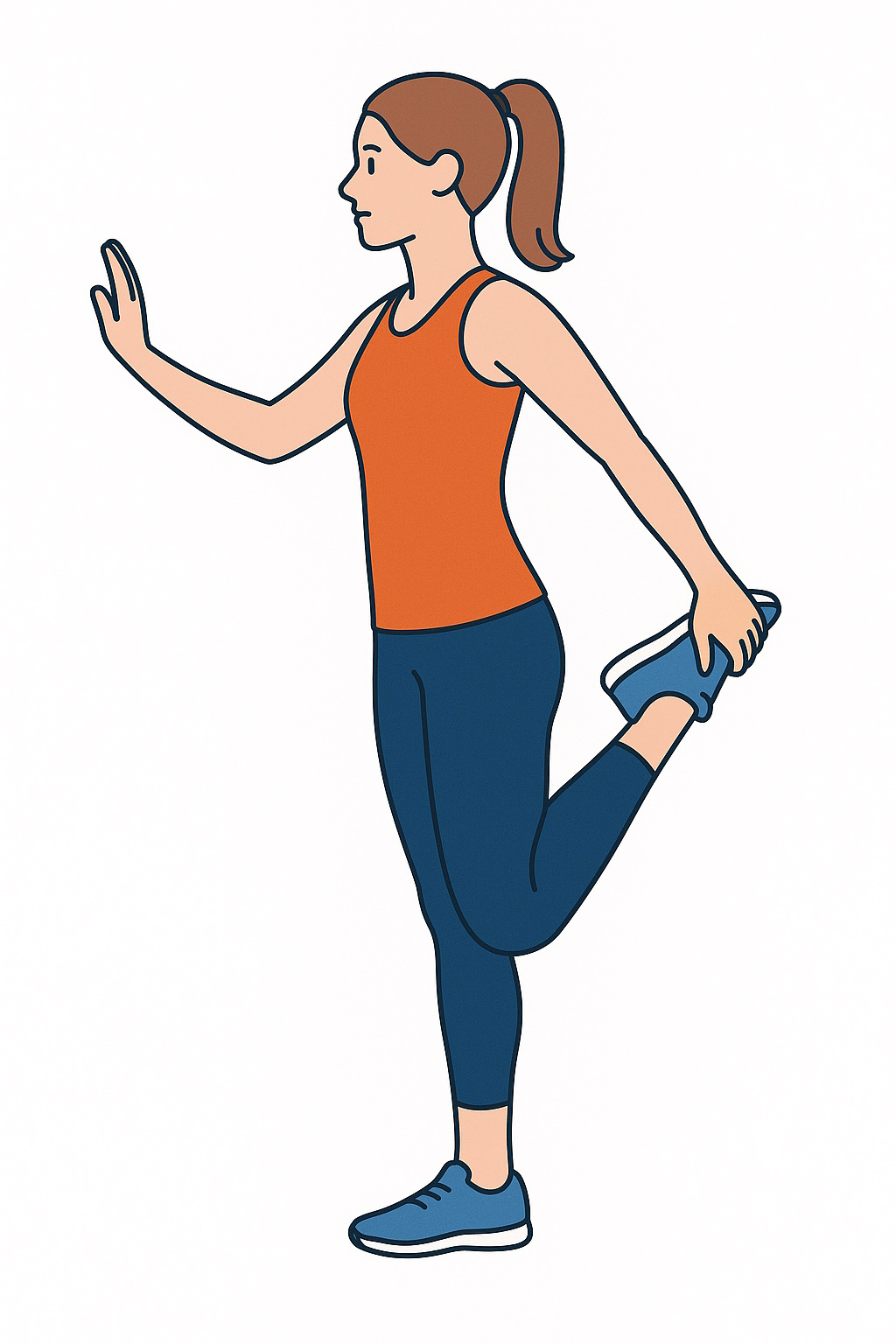 Estiramiento de cuádriceps de pie agarrando el tobillo