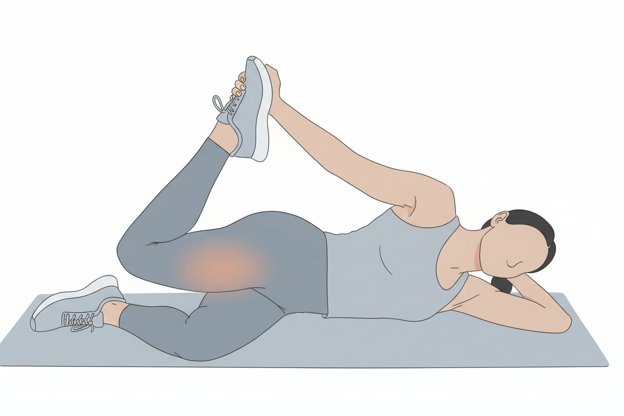 Estiramiento de cuádriceps tumbado de lado