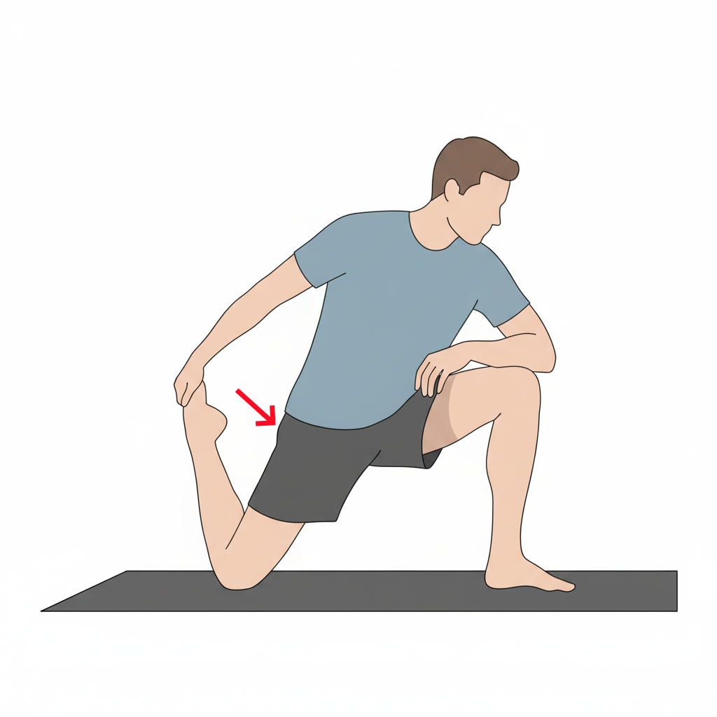 Estiramiento de cuádriceps con rodilla en el suelo