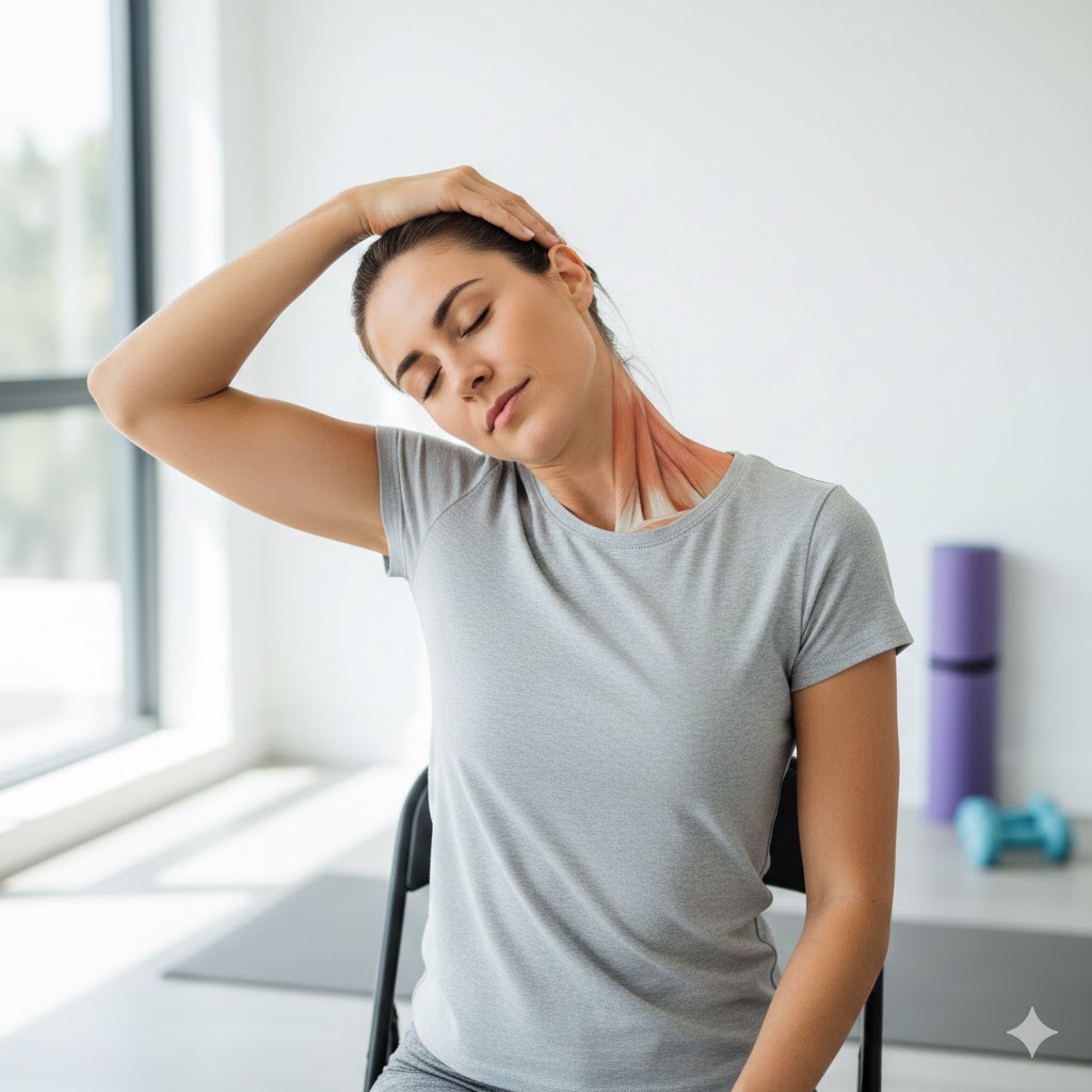 Inclinación lateral asistida para trapecio y cuello