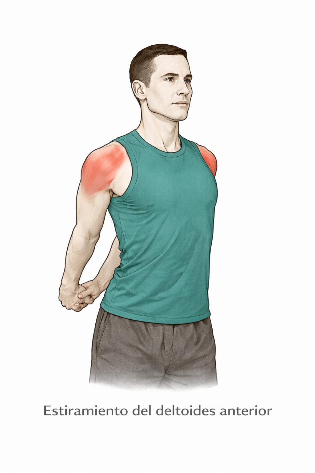 Estiramiento del deltoides anterior con manos detrás de la espalda